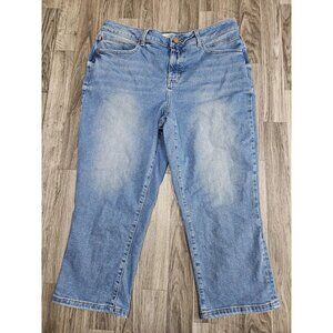(3/$35) Maurices Everflex Jeans Womens 14 Blue High Rise Original Fit Crop Denim